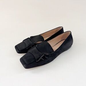 Fendi Freedom Zucca FF Loafer Flat Square Toe Designer Preppy Classic Black 7